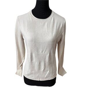 Liz Claiborne Ivory Textured Long Sleeve Top